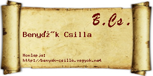 Benyák Csilla névjegykártya